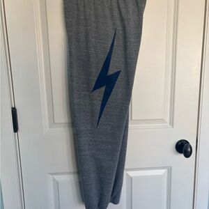 Aviator Nation Lightning Bolt Sweatpants Women’s XS Gray Heathered Navy Joggers